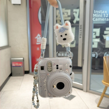 Mini12 prozirno kućište za Instax Crystal — tvrdi zaštitni kućište za kameru s lancem