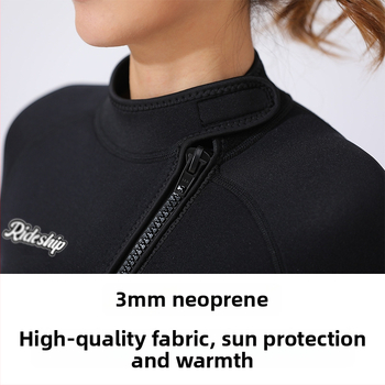 Ženski 3 mm neopren s prednjim zatvaračem, jednodjelni, dugi rukavi, topao, za plivanje i ronjenje