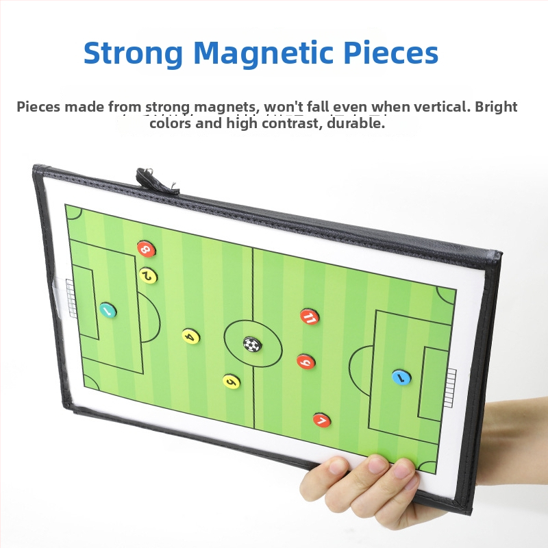 Futball taktikai tábla, összecsukható mágneses, PVC anyag, nyomtatott logó, licencelt magáncímke, csomag 30 db