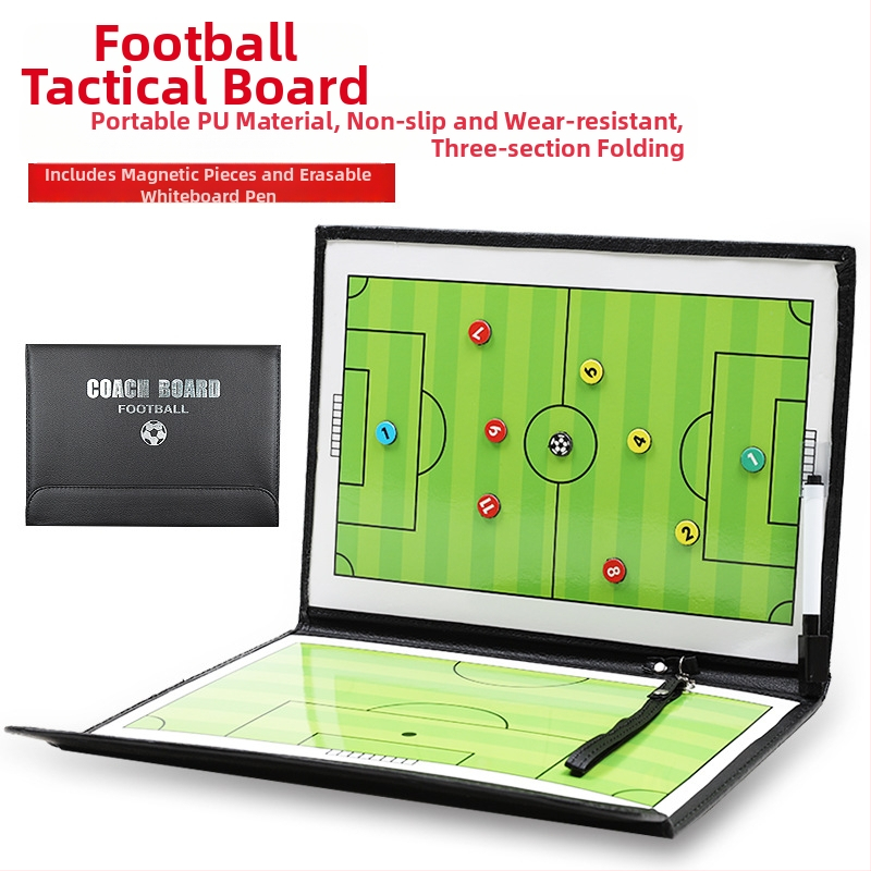 Futball taktikai tábla, összecsukható mágneses, PVC anyag, nyomtatott logó, licencelt magáncímke, csomag 30 db