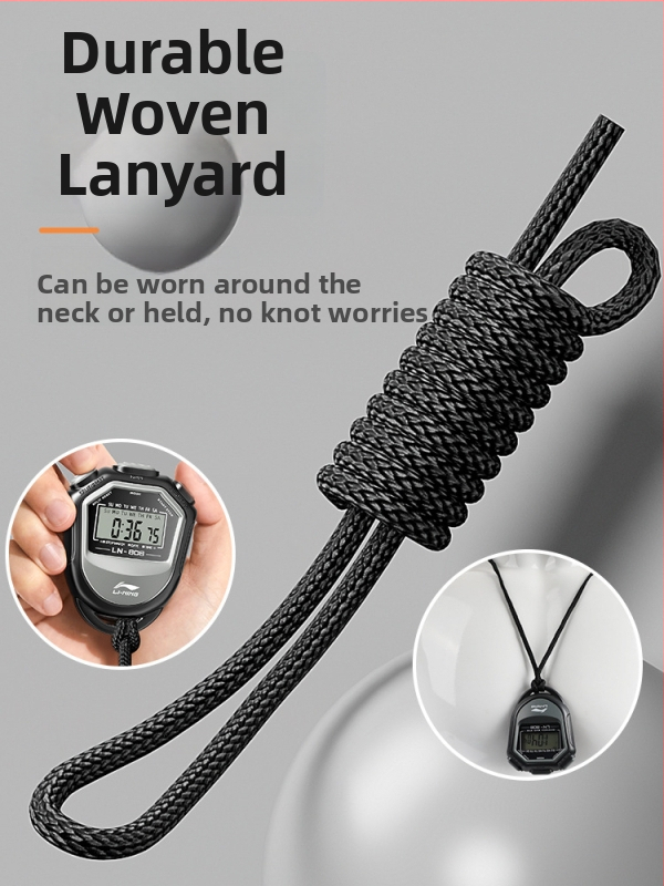 Li Ning elektronické stopky – časovač pre športové súťaže, vodotesný, pauza, ABS telo, 40 g, displej s 2 dráhami v jednom riadku, pre beh, cyklistiku a loptové športy