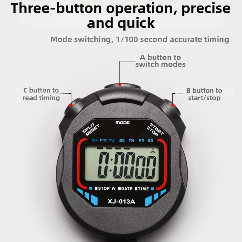 Elektronický stopky/timer s hliníkovým telom, vodotesný, pauza, protišmykový, pre beh
