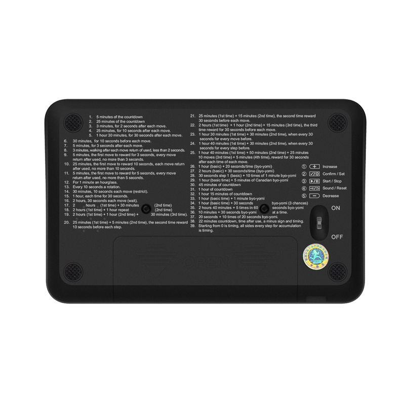 PS-393 Ηλεκτρονικό χρονόμετρο σκακιού, ABS σώμα, λειτουργία παύσης, αντιολισθητικό, 370 g