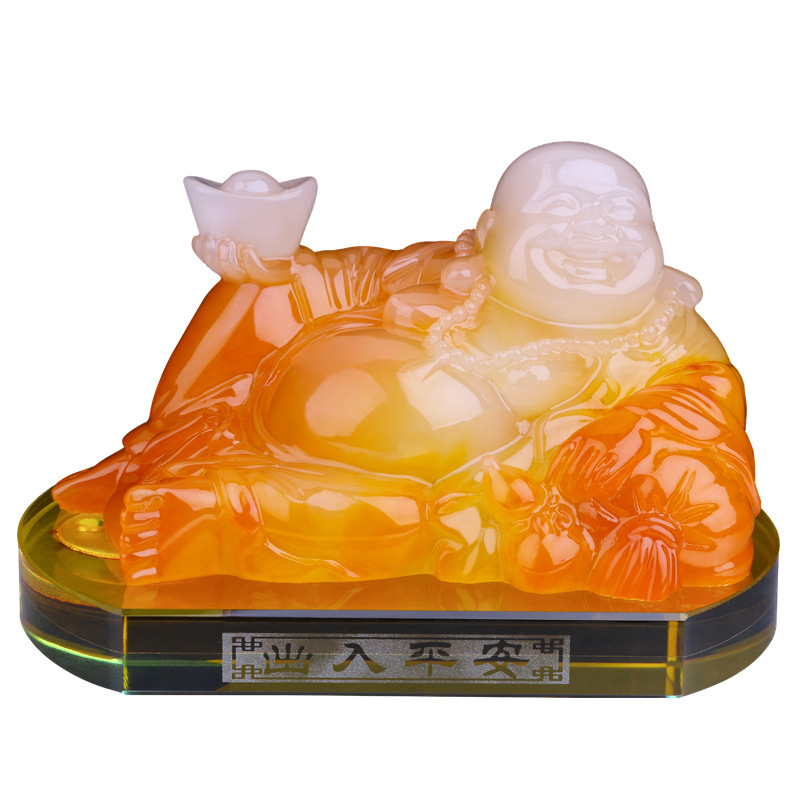 Decorațiune auto parfum – statuetă Maitreya Buddha, din rășină; stil chinezesc tradițional; funcție: decorare