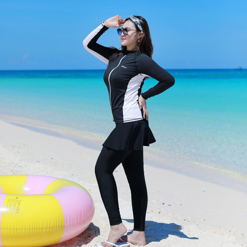 Ženski dvodijelni UV zaštitni nylon kupaći kostim za ronjenje i snorkeling s dugim rukavima