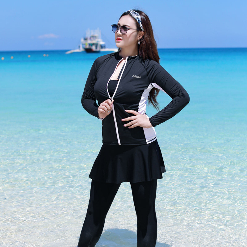 Ženski dvodijelni UV zaštitni nylon kupaći kostim za ronjenje i snorkeling s dugim rukavima