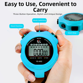 Yisheng Elektronické stopky – vodotesné, s pauzou, protišmykové ABS puzdro, jednoradový displej
