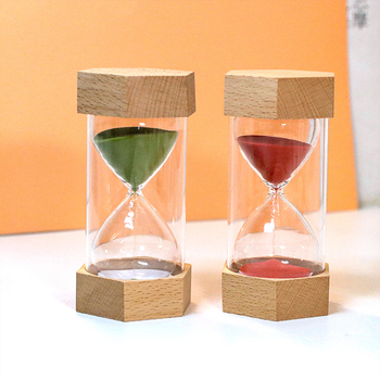 Šesterokutni drveni pješčani sat - ručno izrađeni stolni ukras za učenike i djecu, moderan minimalistički stil