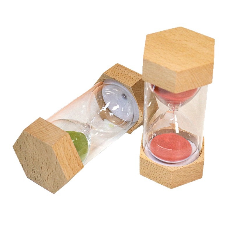 Šesterokutni drveni pješčani sat - ručno izrađeni stolni ukras za učenike i djecu, moderan minimalistički stil