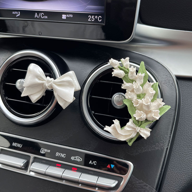 Auto aromaterapijski ukras s klipom za izlaz zraka, držač parfema od gipsa, Lily of the Valley, cvjetni miris