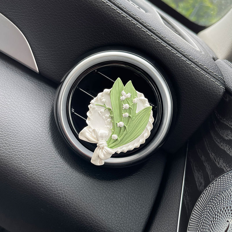 Auto aromaterapijski ukras s klipom za izlaz zraka, držač parfema od gipsa, Lily of the Valley, cvjetni miris