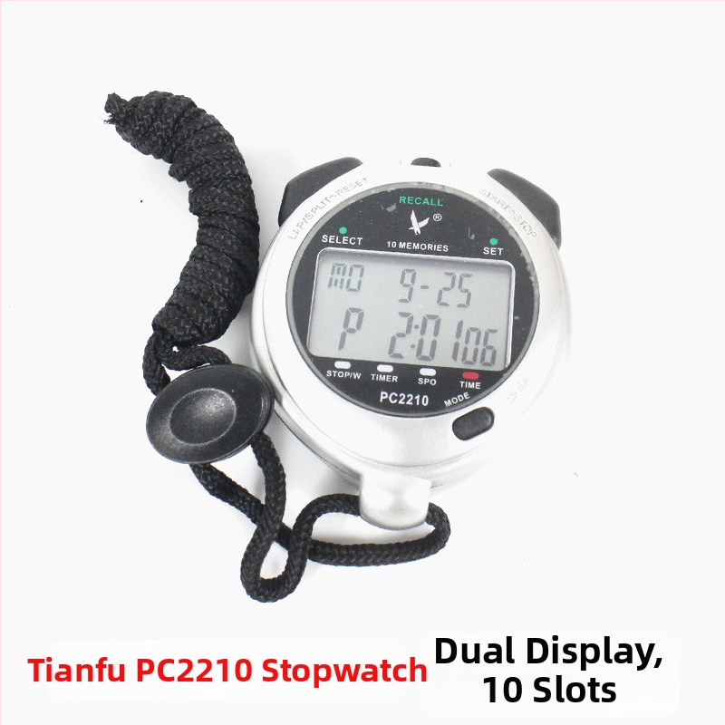 Profesionálne bežecké stopky TF810 – vodeodolné, pauza, protišmykové kovové telo, displej 1/2/3 riadky