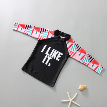 Costum de baie copii cu două părți și mâneci lungi – uscare rapidă, protecție solară, potrivit pentru snorkeling și surfing, material poliester