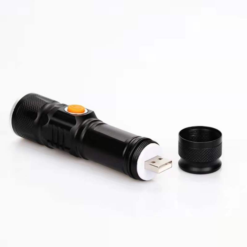 LED baterijska svjetiljka od aluminijske legure s USB punjenjem, mini zum, prenosna za kućnu i vanjsku upotrebu, 5W, 1000 mAh, LED svjetlo