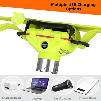 Potápačská čelovka USB nabíjateľná LED, ABS telo, prenosná