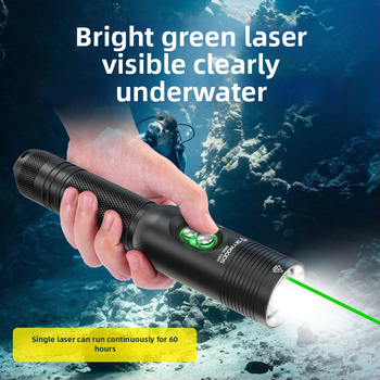 Ponorná svietidlo SKYWOODS, 1200 lúmenov, s laserom, podvodné osvetlenie, dlhý dosvit, indikačné svetlo