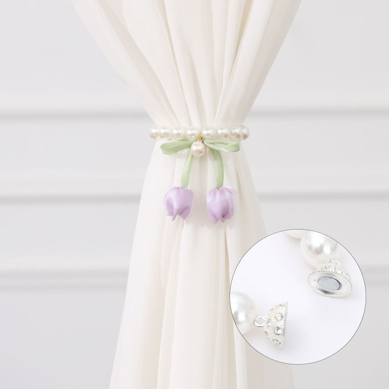 Držač zavjese Tulip Pearl Buckle, Materijal: Plast + Magnet + Tekstilna umjetnost, Stil: Svijetli luksuz, Izvoz preko granice ekskluzivan