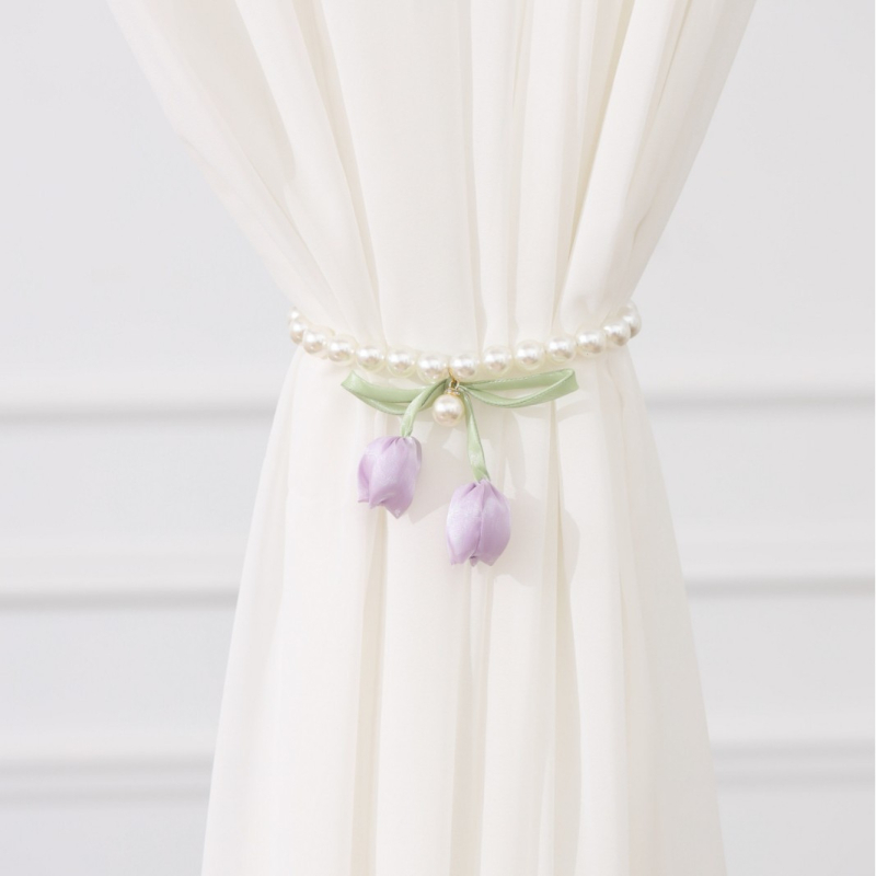 Držač zavjese Tulip Pearl Buckle, Materijal: Plast + Magnet + Tekstilna umjetnost, Stil: Svijetli luksuz, Izvoz preko granice ekskluzivan