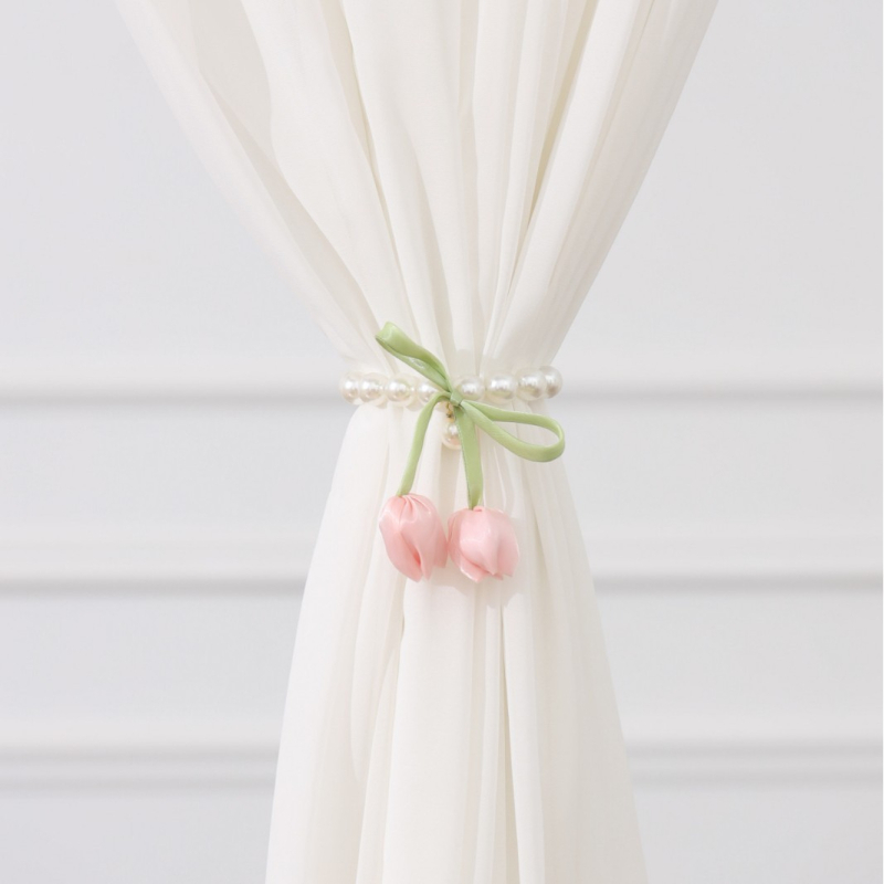 Držač zavjese Tulip Pearl Buckle, Materijal: Plast + Magnet + Tekstilna umjetnost, Stil: Svijetli luksuz, Izvoz preko granice ekskluzivan