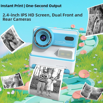 D101 Polaroid okamžitá kamera s prednou a zadnou dvojitou šošovkou, 3600W pixlov, 2,4-palcový LCD, TF karta, ABS telo