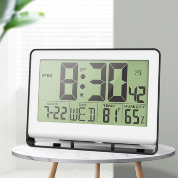 Alarmni sat s LCD zaslonom, vječni kalendar, temperatura i vlaga, faza Mjeseca