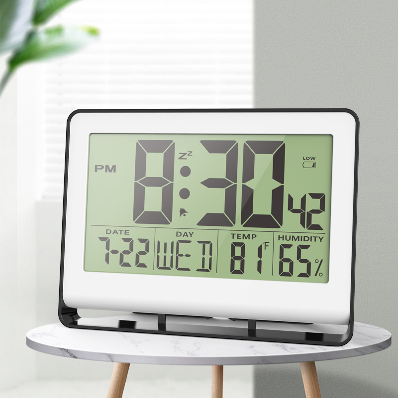 Alarmni sat s LCD zaslonom, vječni kalendar, temperatura i vlaga, faza Mjeseca