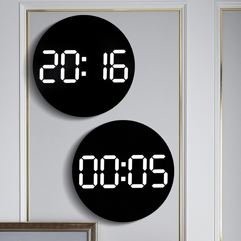 Moderne zidni sat za dnevni boravak, elektronički, višefunkcionalan, temperatura i vlaga, LED prikaz, tih rad, kalendar, alarm, prikaz 24-sat, model 5501