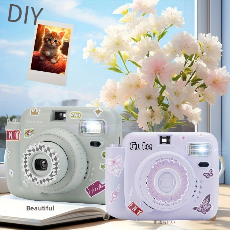 Popoto Mini instantná kamera – kompaktný cestovný set s fotopapierom, telo z PC, model 2024