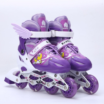 Gyerekeknek szóló görkorcsolya, dupla soros kerekekkel — teljes készlet kezdőknek, PU hálós felsőrész, TPR talp