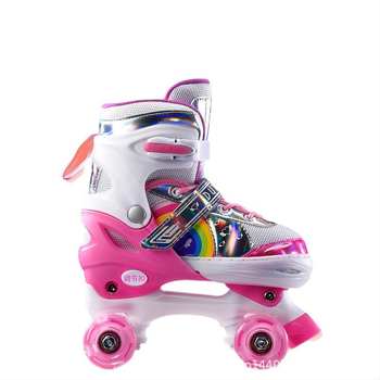 Detské korčule s dvojradovými kolieskami, nastaviteľné, vrchná časť PU+Mesh, podrážka TPR, kolieska PU