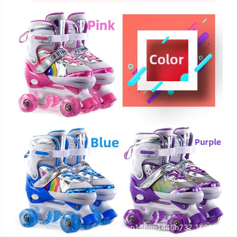 Detské korčule s dvojradovými kolieskami, nastaviteľné, vrchná časť PU+Mesh, podrážka TPR, kolieska PU