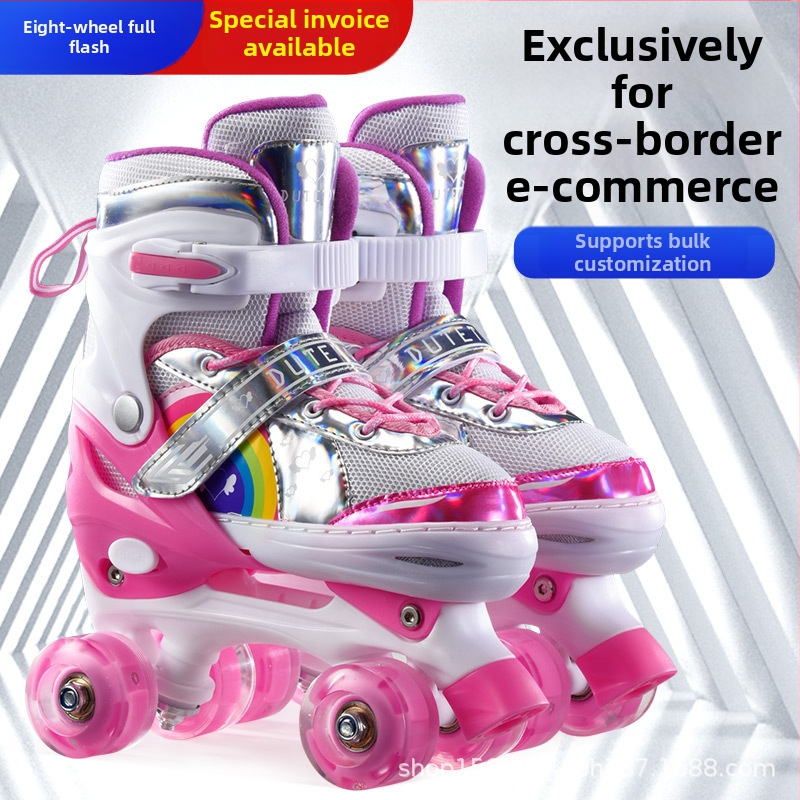 Detské korčule s dvojradovými kolieskami, nastaviteľné, vrchná časť PU+Mesh, podrážka TPR, kolieska PU