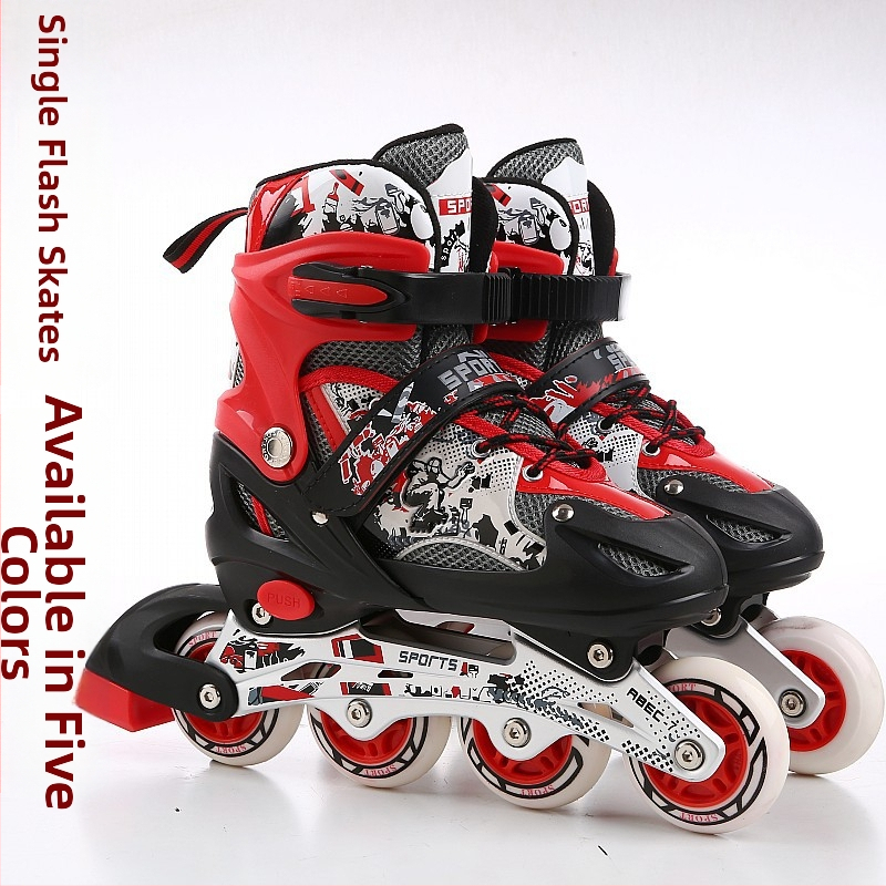 Kolečkové korčule s PU + sieťovým vrškom; jednoradé kolieska; PVC kolieska; gumová podrážka; Juemei značka