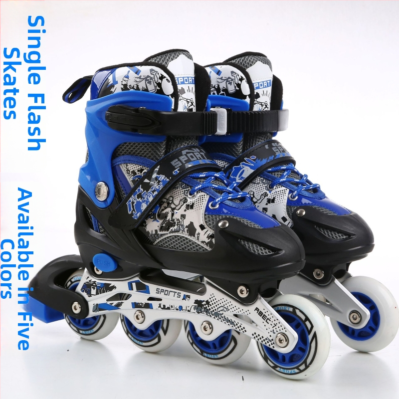 Kolečkové korčule s PU + sieťovým vrškom; jednoradé kolieska; PVC kolieska; gumová podrážka; Juemei značka