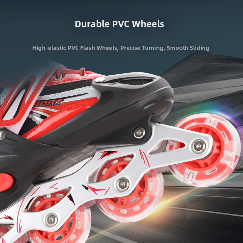 Korčule s sieťovaným vrchným dielom, jednoradé kolieska PVC, plastová podrážka