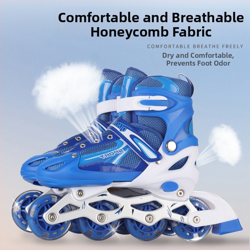 Korčule s sieťovaným vrchným dielom, jednoradé kolieska PVC, plastová podrážka