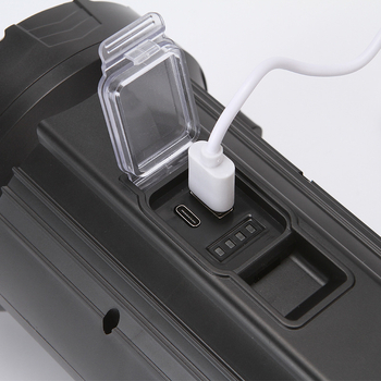 Fanar LED alimentat cu energie solară, cu suport, pentru exterior; 5W, 1500mAh, reîncărcabil, încărcător inclus