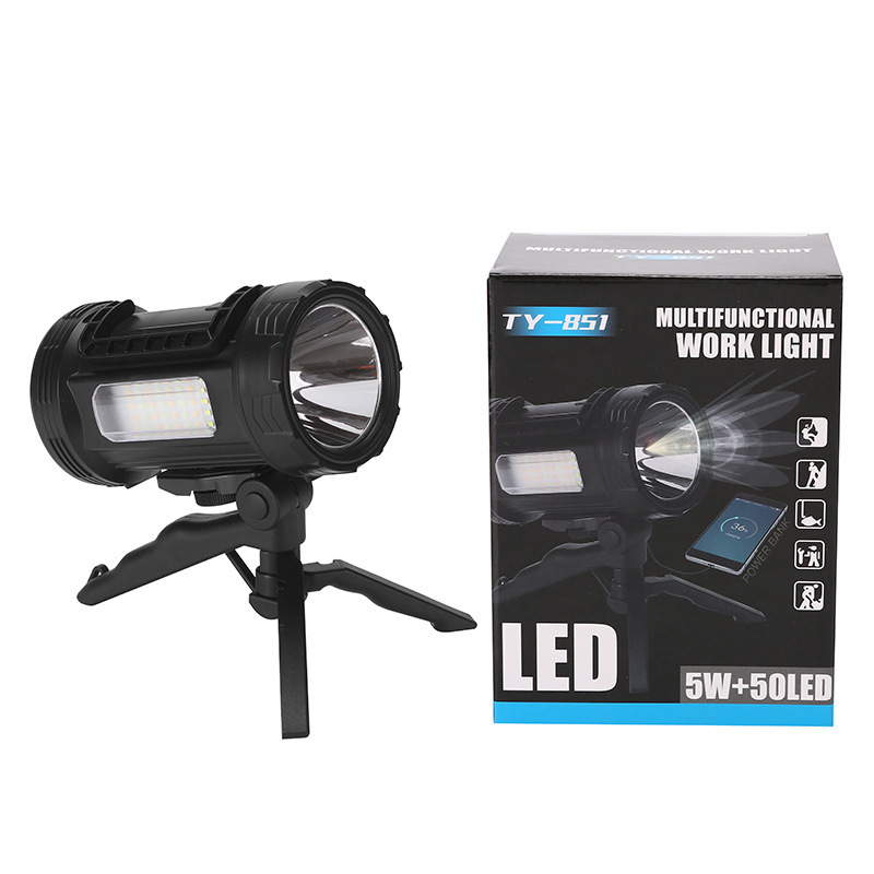 Fanar LED alimentat cu energie solară, cu suport, pentru exterior; 5W, 1500mAh, reîncărcabil, încărcător inclus