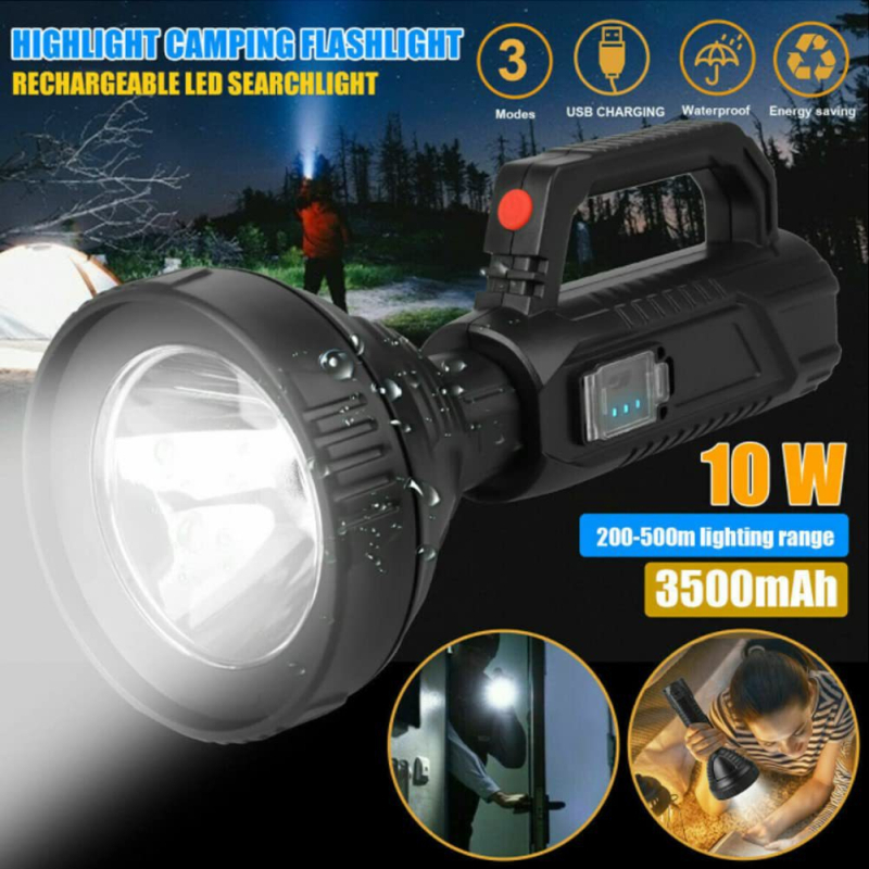 P70 LED baterijska svjetiljka, punjiva, 10W, 1200mAh, domet 200–500 m