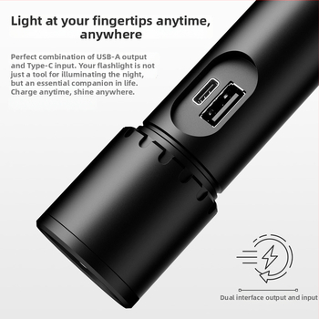 Aluminijska LED svjetiljka, ultra jaka, duga trajnost za vanjske aktivnosti, nužno svjetlo s optičkim zumom i power bank funkcijom ručnog pogona