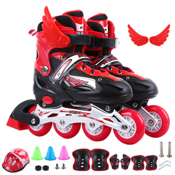 Nove dječje inline skates s PVC kotačićima, prilagodljive, set s kacigom i zaštitnim opremom