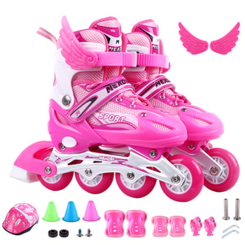 Nove dječje inline skates s PVC kotačićima, prilagodljive, set s kacigom i zaštitnim opremom