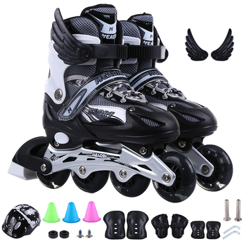 Nove dječje inline skates s PVC kotačićima, prilagodljive, set s kacigom i zaštitnim opremom