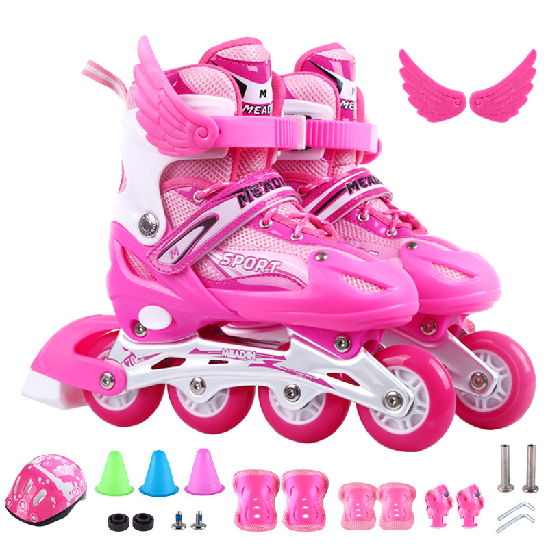 Nove dječje inline skates s PVC kotačićima, prilagodljive, set s kacigom i zaštitnim opremom