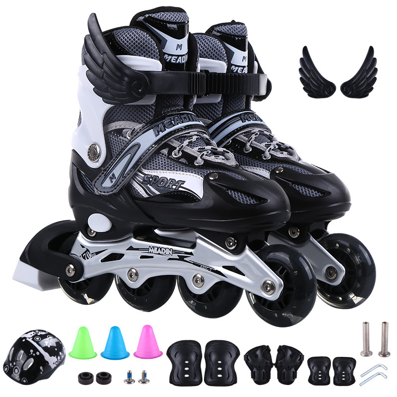 Nove dječje inline skates s PVC kotačićima, prilagodljive, set s kacigom i zaštitnim opremom
