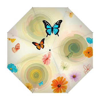 Πτυσσόμενη ταξιδιωτική ομπρέλα με 8 ακτίνες, χειροκίνητο άνοιγμα, ύφασμα πολυεστέρα 190T, λαβή από καουτσούκ, UPF 50+