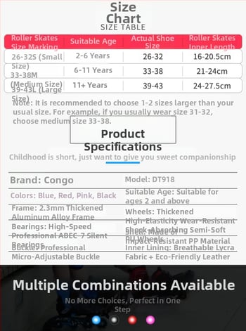 Ρόλερ Πατίνια για παιδιά - Άνω Υλικό PVC Mesh, Τροχοί PU, Σόλα PP, Τροχοί σε Μία Σειρά, Unisex