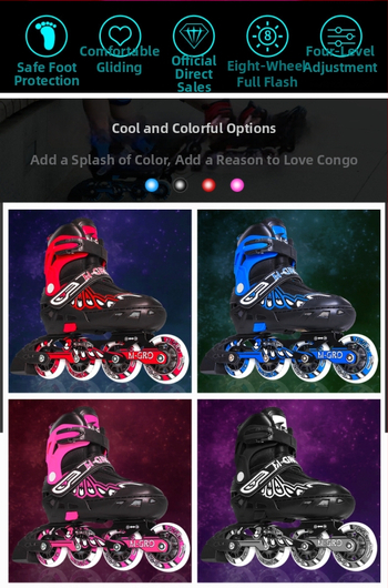 Ρόλερ Πατίνια για παιδιά - Άνω Υλικό PVC Mesh, Τροχοί PU, Σόλα PP, Τροχοί σε Μία Σειρά, Unisex