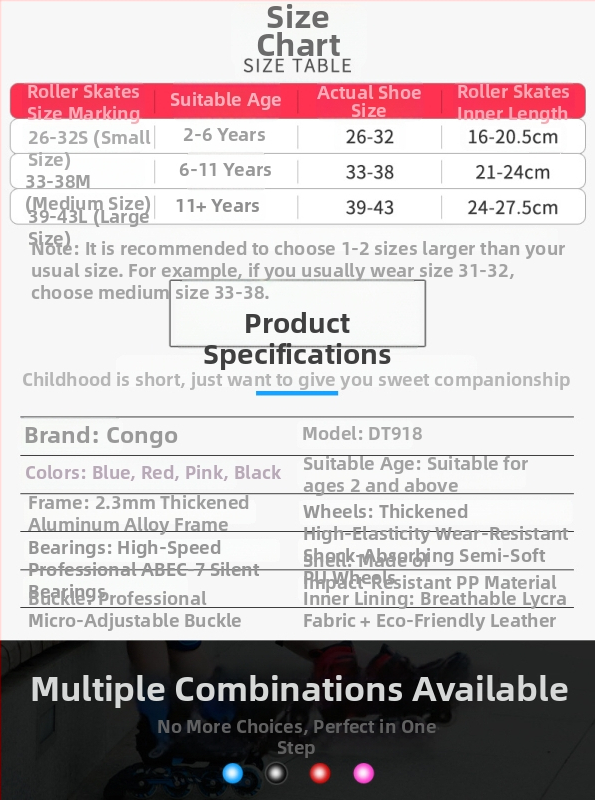 Ρόλερ Πατίνια για παιδιά - Άνω Υλικό PVC Mesh, Τροχοί PU, Σόλα PP, Τροχοί σε Μία Σειρά, Unisex
