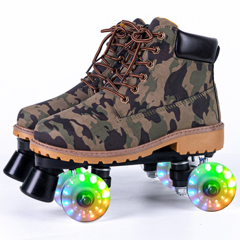 012 Unisex dvostruko red roller skates za odrasle, PU gornji dio, gumeni potplat